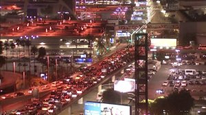 Traffic was jammed at LAX following an unconfirmed report of an active shooter at LAX on Aug. 28, 2016. 