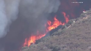 The Pilot Fire charred 1,000 acres near Silverwood Lake within a few hours of erupting on Aug. 7, 2016. (Credit: Loudlabs) 