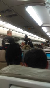 At least 22 customers and 2 flight crew members aboard JetBlue flight 429 have been sent to the hospital for evaluation after the flight experienced rough turbulence. (Credit: Twitter/ @Bistrobaby)