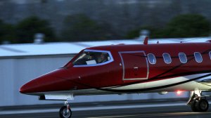 A private jet heads down the runway before taking off at Santa Monica Airport. The city seeks to limit the operations of such jets. (Credit: Francine Orr / Los Angeles Times)