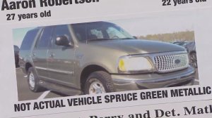 An SUV being sought with a missing couple who kidnapped several children is shown on a flier displayed at an LASD news conference on Aug. 24, 2016. (Credit: KTLA)