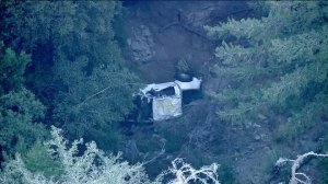 A truck matching the description of a vehicle used by three teens missing out of Fontana was found off Angeles Crest Highway on August 1, 2016. (Credit: KTLA) 