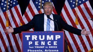 Donald Trump speaks during a campaign rally on August 31, 2016 in Phoenix, Arizona where he laid out his immigration plan. (Credit: Ralph Freso/Getty Images)
