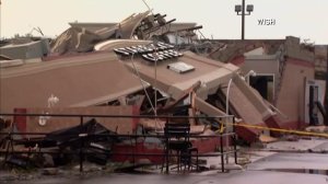 A Starbucks in Kokomo, Indiana, was leveled in a tornado on Aug. 24, 2016. (Credit: WISH via CNN)