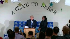 The pastor who hosted Donald Trump at her church in Flint, Michigan interrupted the Republican nominee as he began attacking Hillary Clinton on Sept. 14, 2016. (Credit: CNN)