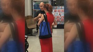Georgia mom Savvy Shukla is seen in a photo she posted on Facebook talking to a deputy at the Piggly Wiggly in Columbus, Georgia.
