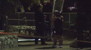 The scene of a double shooting in Elysian Park on Sept. 9, 2016. (Credit: KTLA)