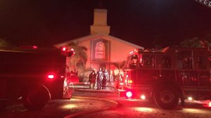 The St. Lucie County Sheriff's Office released this photo of an arson at a mosque attended by the Pulse Nightclub shooter on Sept. 12, 2016. 