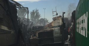 A fire in Garden Grove on Sept. 26, 2016 destroyed several motorhomes and caused an estimated $1 million in damages. (Credit: Garden Grove Fire Department) 