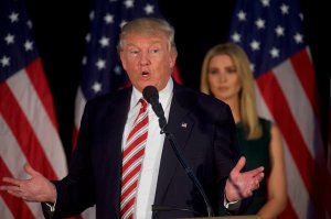 Republican presidential hopeful Donald J. Trump holds a campaign event with his daughter, Ivanka, at the Aston Township Community Center on September 13, 2016 in Aston, Pennsylvania. (Credit: Mark Makela/Getty Images)