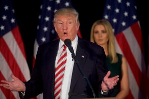 Republican presidential hopeful Donald J. Trump holds a campaign event with his daughter, Ivanka, at the Aston Township Community Center on September 13, 2016 in Aston, Pennsylvania. (Credit: Mark Makela/Getty Images) 