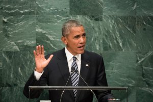 U.S. President Barack Obama addresses the United Nations General Assembly at UN headquarters, September 20, 2016 in New York City. (Credit: Drew Angerer/Getty Images)