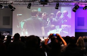 Engineers and scientists react in the main control room of the European Space Operation Center (ESOC) in Darmstadt, on Sept. 30, 2016, after the controlled descent of the European Space Agency (ESA) space probe Rosetta onto the surface of Comet 67P/Churyumov-Gerasimenko. (Credit: DANIEL ROLAND/AFP/Getty Images)