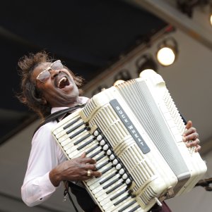 Buckwheat Zydeco performs at the 2010 New Orleans Jazz & Heritage Festival on April 30, 2010, in New Orleans, Louisiana. (Credit: Rick Diamond/Getty Images)
