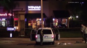 Authorities investigate the scene of a shooting near a Moreno Valley high school on Sept. 16, 2016. (Credit: LOUDLABS) 