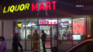 A store clerk was fatally shot during an apparent robbery attempt at a liquor store in North Hollywood on Sept. 23, 2016. (Credit: OnScene TV)