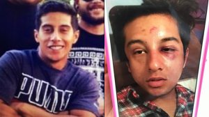 Alejandro Rojo is seen both before (left) and after his arrest in images provided by his family.