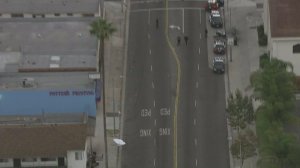 LAPD investigators were at the scene of a fatal hit-and-run in South Los Angeles on Sept. 14, 2016. (Credit: KTLA)
