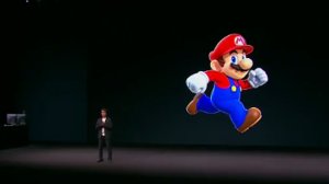 Nintendo game designer Shigeru Miyamoto shows off "Super Mario Run" at an Apple event in San Francisco on Sept. 7, 2016. (Credit: CNN)