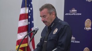 LAPD Chief Charlie Beck speaks at police headquarters on Oct. 3, 2016, after two fatal weekend police shootings. (Credit: KTLA)