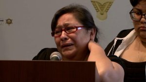 Juan Manuel Vida's mother pleads for the public's help at a press conference on Oct. 27, 2016. (Credit: KTLA)