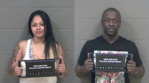 Mary Vega, 35, of New Britain, and Johnston Cox, 39, of Windsor, were arrested on Oct. 13, 2016 in connection with a clown prank in Connecticut. (Credit: New Britain Police Department)