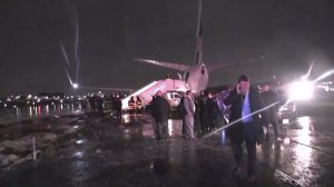 A plane carrying Mike Pence is seen after it skidded off a runway at LaGuardia Airport on Oct. 27, 2016. (Credit: pool via CNN)