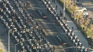 Members of law enforcement gather to honor slain Sgt. Steve Owen on Oct. 13, 2016. (Credit: KTLA)