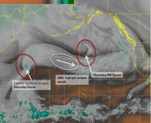 The National Weather Service has said a pair of strong storms are set to hit the West Coast on Thursday October 13, 2016 and Saturday October 16, 2016. (Credit: NWS Seattle/Twitter)