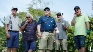 Ed Murray, Andy Murray, Brian Murray, John Murray and Joel Murray wearing the William Murray Golf Collection. (Credit: CNN)