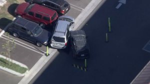 Five students were injured after a vehicle "brushed" them following a two-vehicle crash in Sylmar on Oct. 11, 2016.