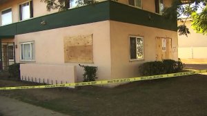Two children were critically injured when a truck crashed into this apartment building in Oxnard on Nov. 7, 2016. (Credit: KTLA)
