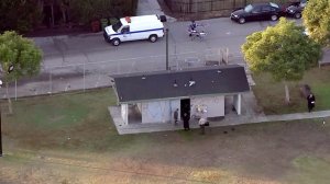 Three men were found shot to death in a park outbuilding in Compton on Nov. 22, 2016, according to the L.A. County Sheriff's Department. (Credit: KTLA)