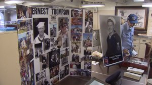 Photos of Ernest Thompson on the USS Iowa on Nov. 20, 2016. (Credit: KTLA) 