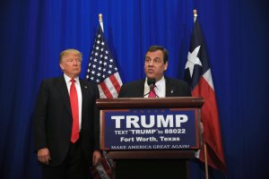 New Jersey Gov. Chris Christie announces his support for Republican presidential candidate Donald Trump during a campaign rally at the Fort Worth Convention Center on Feb. 26, 2016, in Fort Worth, Texas. (Credit: Tom Pennington/Getty Images)