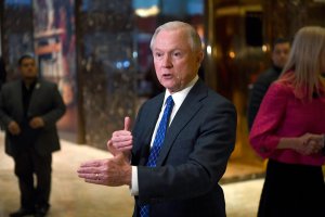 US Senator Jeff Sessions of Alabama talks to the media at the Trump Tower in New York on November 17, 2016. (Credit: JEWEL SAMAD/AFP/Getty Images)