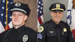 Urbandale police Officer Justin Martin (left) and Des Moines police Sgt. Anthony "Tony" Beminio (right) are seen in undated photos released by their respective departments on Nov. 2, 2016. 