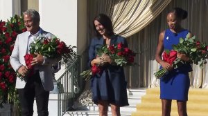 Olympians Greg Louganis (left), Janet Evans (center) and Allyson Felix (right) were named as grand marshals of the 2017 Tournament of Roses Parade on Nov. 3, 2016. (Credit: KTLA)