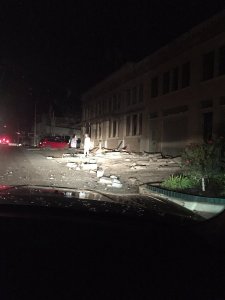 A strong earthquake that rumbled through central Oklahoma Sunday November 6, 2016 night has caused damage to buildings and resulted in the evacuation of nearby residents.