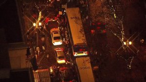 Several hundred protesters appeared on the streets of downtown Portland. (Credit: KPTV via CNN)