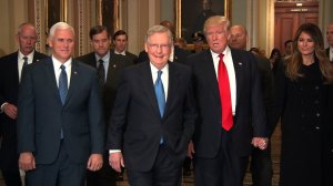 President-elect trump tours the US Capitol with Mitch McConnell (Credit: POOL)