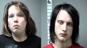Robert Burnette (right) and Megan Hendricks (left) are seen in booking photos released by the Wentzville Police Department.