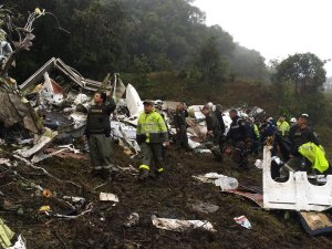 Images posted by the Antioquia Police Department show the scene where a chartered flight crashed. Seventy-six people are confirmed dead following a plane crash outside Medellin, Colombia. (Credit: Antioquia Police Department)