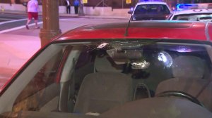 A person was shot while driving on the 5 Freeway in Boyle Heights. (Credit: KTLA)