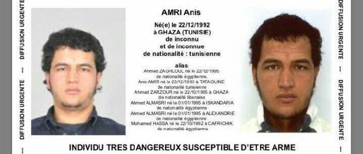 Federal prosecutor's office and the Federal Criminal Police Office in Berlin released this flyer of Anis Amri, the suspect in the Christmas market on Dec. 22, 2016. 