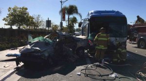 Both vehicle sustained extensive damage, photos from the scene showed. (Credit: Anaheim Police Department)