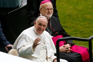 Pope Francis and Sweden's Catholic bishop Anders Arborelius arrive for the Holy Mass at the Swedbank Stadion on Nov. 1, 2016 in Malmo, Sweden. (Credit:Michael Campanella/Getty Images)