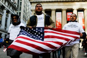 People known as 'Dreamers' march outside a Trump building to launch the 'Caravan of Courage' on November 22, 2016 in New York. (Credit: EDUARDO MUNOZ ALVAREZ/AFP/Getty Images)