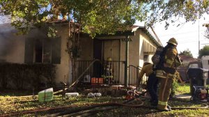 The L.A. County Fire Department tweeted this photo of a house fire they responded to in Hawthorne on Dec. 16, 2016.