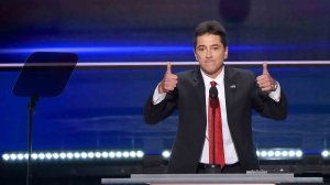 Actor Scott Baio speaks on the first day of the Republican National Convention on July 18, 2016 at the Quicken Loans Arena in Cleveland. (Credit: ROBYN BECK/AFP/Getty Images)